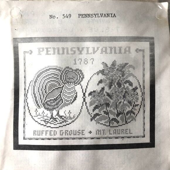 Vintage Cross Stitch Kit Pennsylvania State Bird And Flower Jane Snead Samplers - Picture 1 of 8